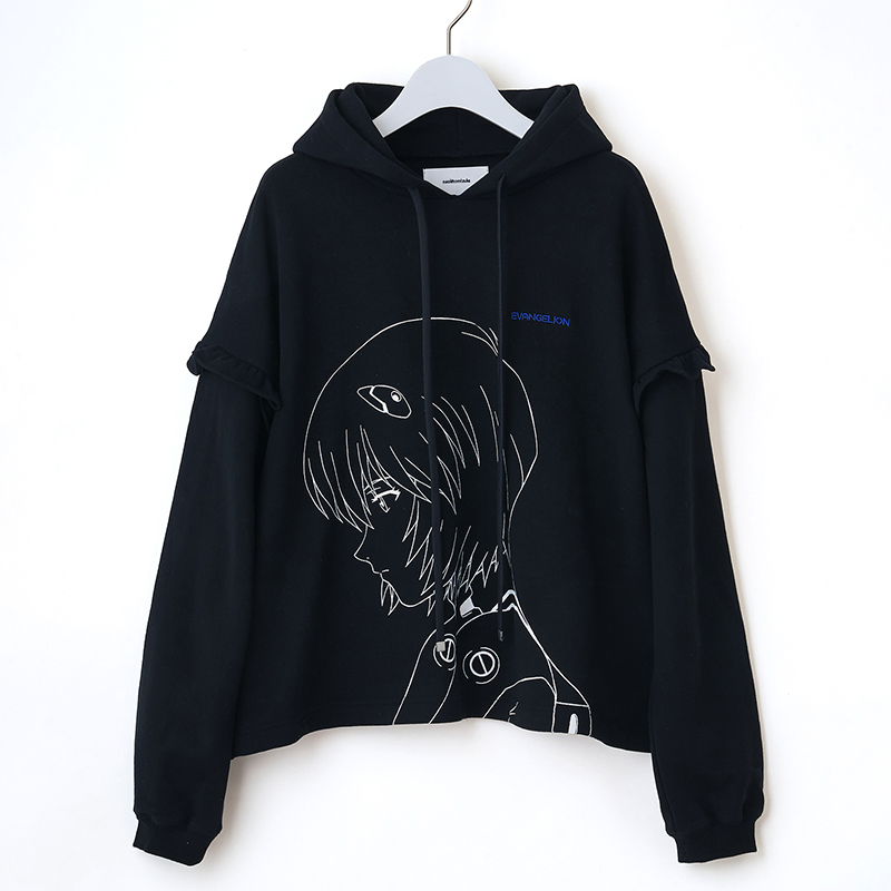 【RADIO EVA"THE 30"】C015 REI Print Hoodie by naokitomizuka/BLACK