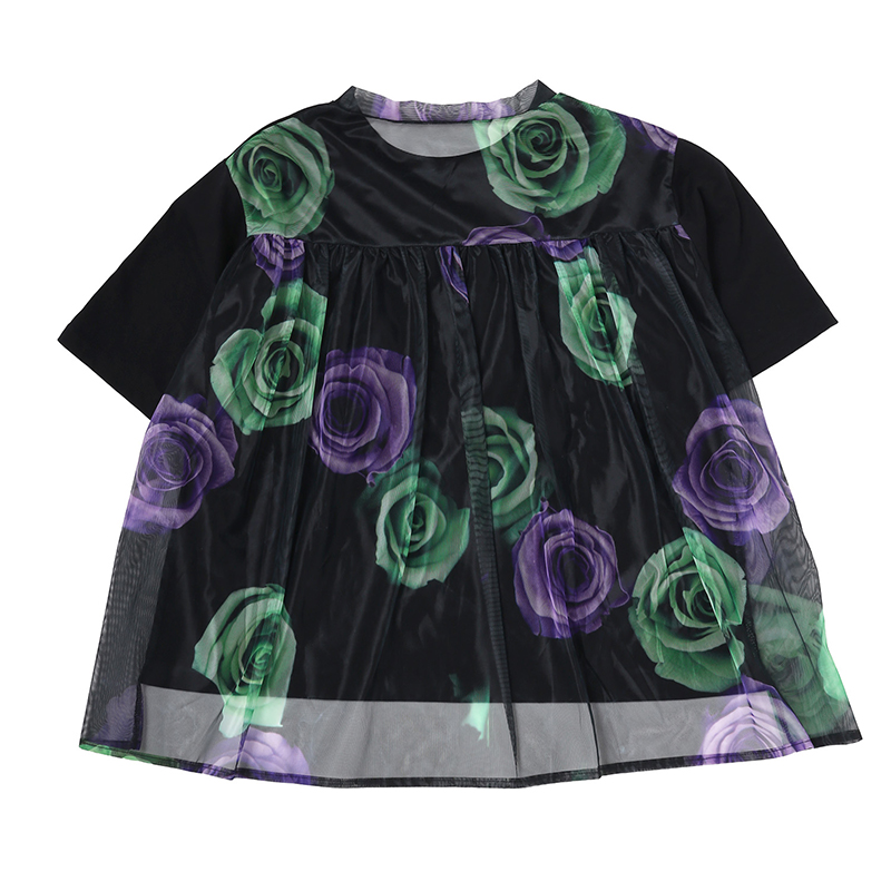 RADIO EVA A299 EVANGELION Rose Sheer Shirt/BLACK