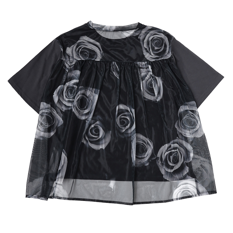 RADIO EVA A299 EVANGELION Rose Sheer Shirt/GRAY