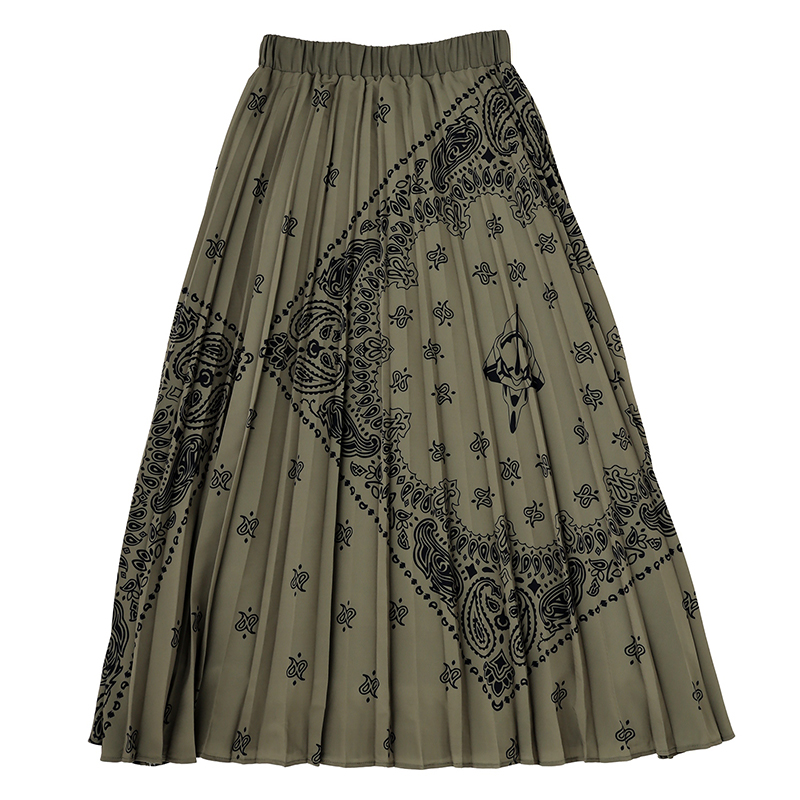 RADIO EVA A318 EVA-01 Paisleys Bandanna Pleated Skirt/OLIVE [お届け予定：2025年12月下旬]