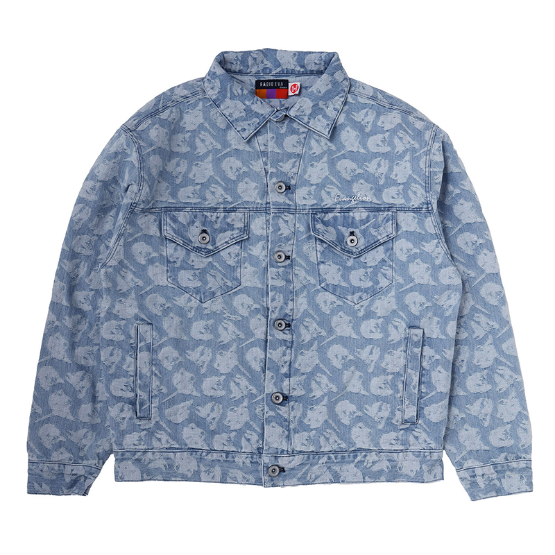 RADIO EVA A333 EVANGELION MONOGRAM JACQUARD DENIM TRUCKER JACKET/BLUE [お届け予定：2026年2月上旬]