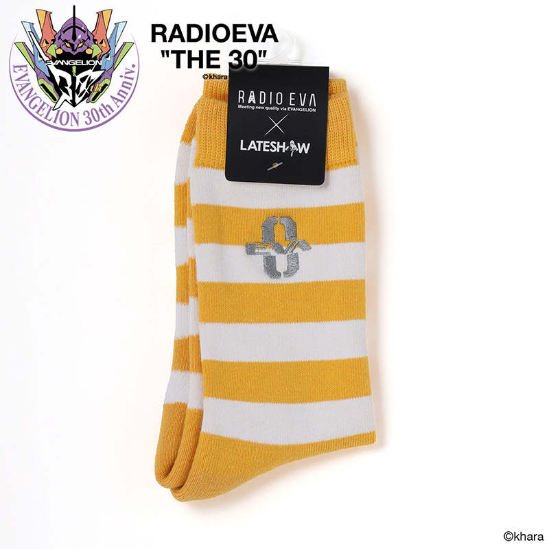 【RADIO EVA"THE 30"】 C082 EVANGELION Border Socks by LATESHOW/YELLOW/25cm～27cm [お届け予定：2026年4月下旬]