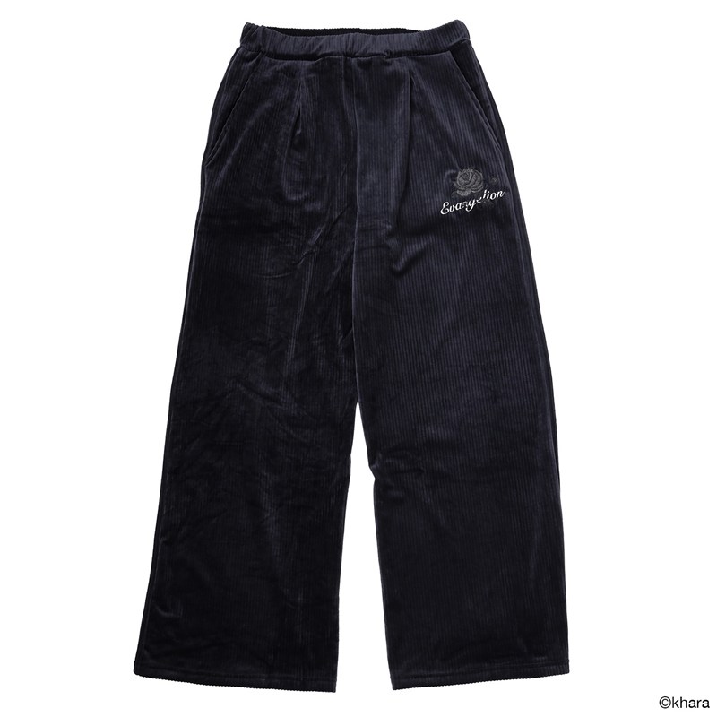 RADIO EVA A344 EVA-01 Flower Embroidery Corduroy Pants/BLACK