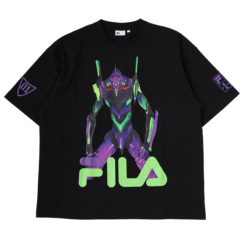 【RADIO EVA"THE 30"】 C007 FILA GRAPHIC T-SHIRT EVANGELION LIMITED /EVA-01（BLACK）