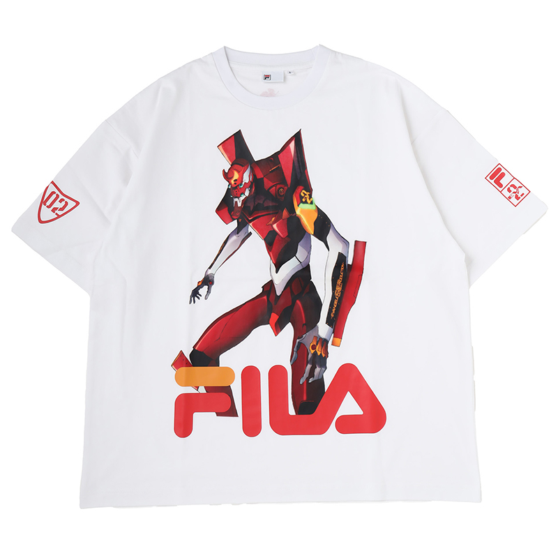 【RADIO EVA"THE 30"】 C007 FILA GRAPHIC T-SHIRT EVANGELION LIMITED /EVA-02（WHITE）