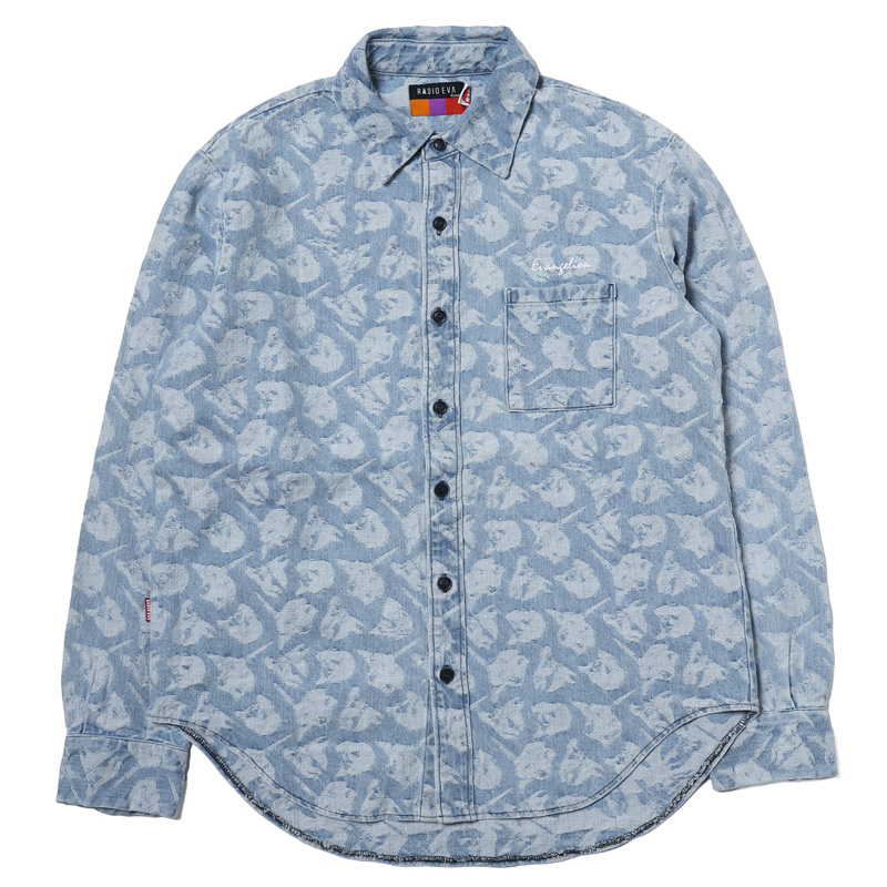 RADIO EVA A272 EVANGELION MONOGRAM JACQUARD DENIM SHIRT INDIGO
