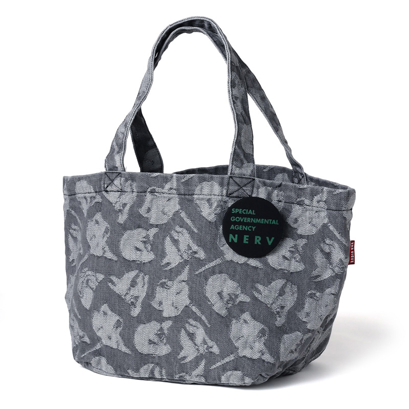 RADIO EVA A274 EVANGELION MONOGRAM JACQUARD DENIM LUNCH BAG BLACK
