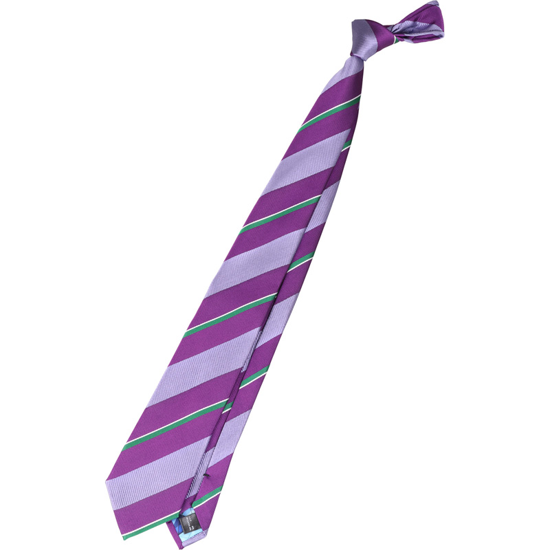 【EVANGELION × KONAKA/FUTATA】シルクブレンドストライプネクタイ 7.5cm幅/パープル×グリーン
