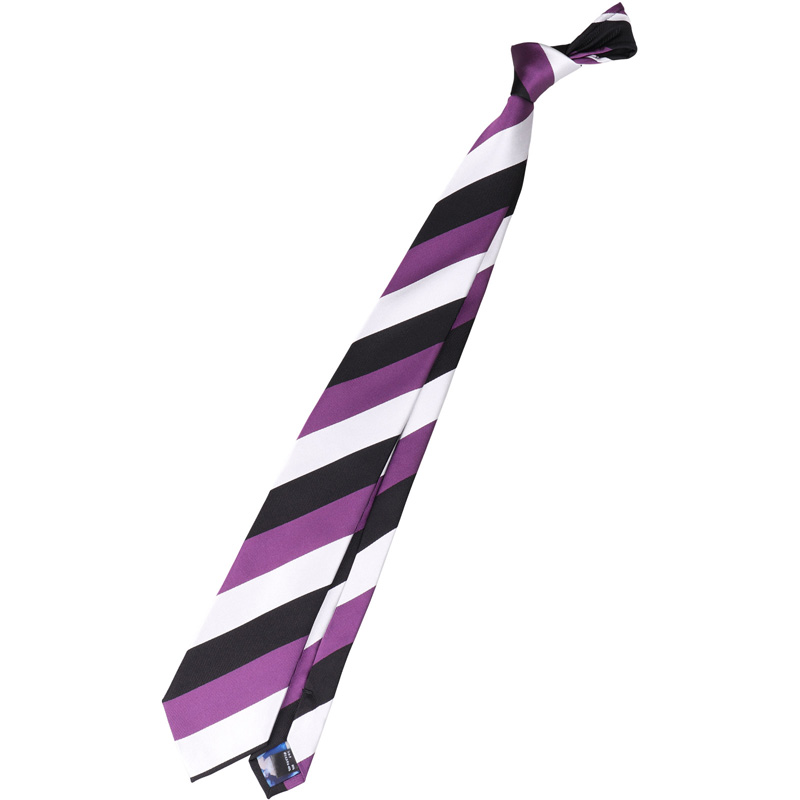 【EVANGELION × KONAKA/FUTATA】シルクブレンドストライプネクタイ 7.5cm幅/パープル×ホワイト×ブラック