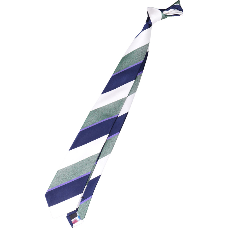 【EVANGELION × KONAKA/FUTATA】シルクブレンドストライプネクタイ 7.5cm幅/グリーン×ホワイト×ネイビー