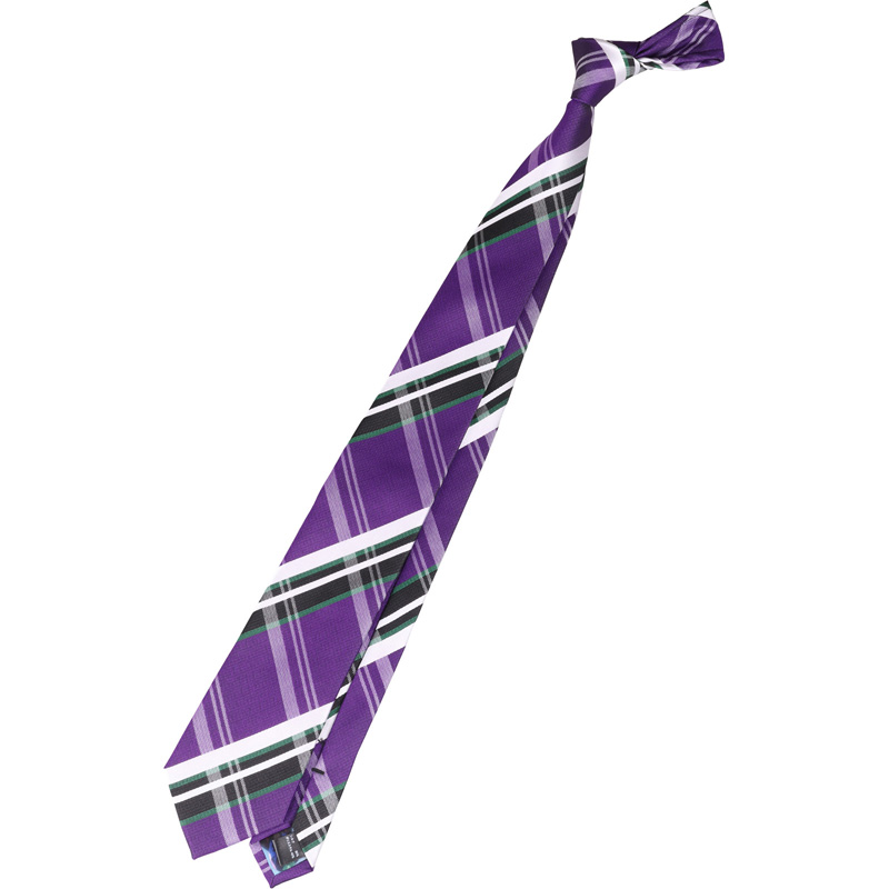 【EVANGELION × KONAKA/FUTATA】シルクブレンドチェックネクタイ 7.5cm幅/パープル×ホワイト