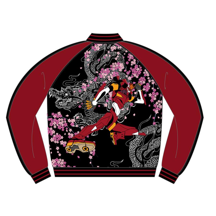 【EVAｘ錦】 桜龍と2号機総刺繍スカジャン/ブラック
