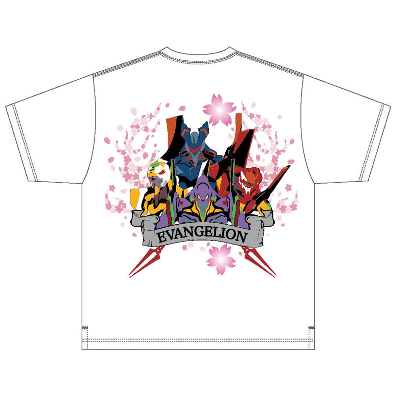 【EVA×錦】乱れ桜4機総刺繍Tシャツ/白