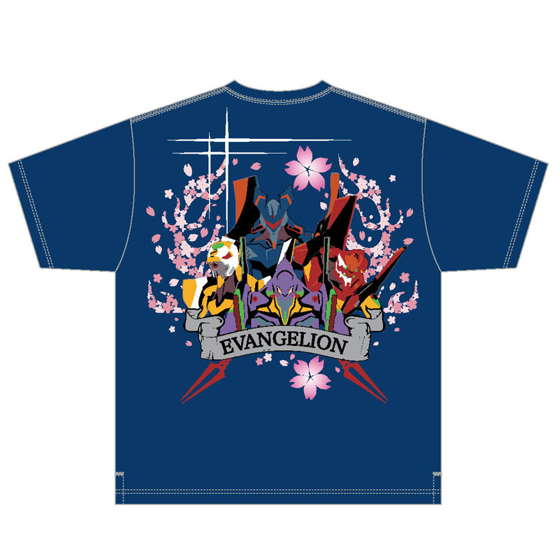 【EVA×錦】乱れ桜4機総刺繍Tシャツ/紺