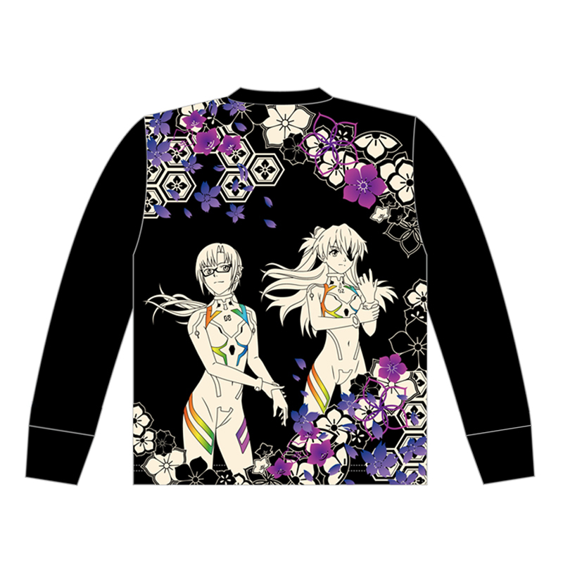 【EVA×錦】アスカ＆マリ深々度ダイブ刺繍ロングTシャツ/黒