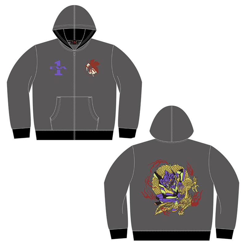【EVAｘ錦】初号機VS火龍刺繍パーカー/グレー [お届け予定：2026年2月上旬]