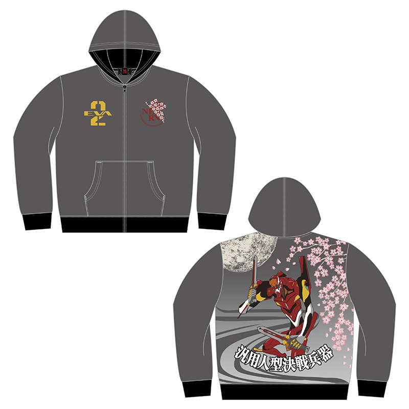 【EVAｘ錦】月下桜２号機刺繍パーカー/グレー [お届け予定：2026年2月上旬]