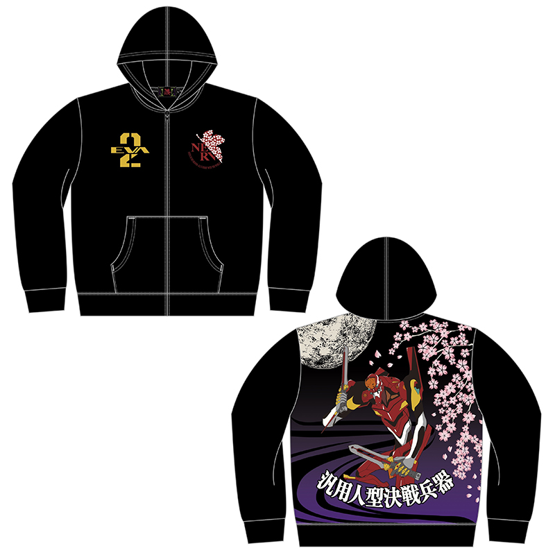 【EVAｘ錦】月下桜２号機刺繍パーカー/ブラック [お届け予定：2026年2月上旬]