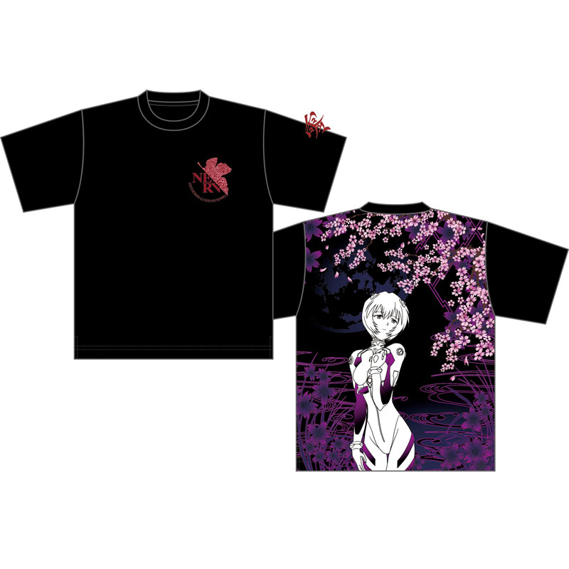 【EVA×錦】 綾波桜華満開Tシャツ/黒
