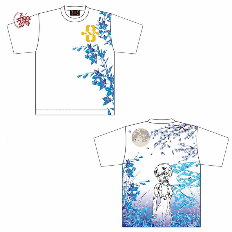 EVA×錦 しだれ桜と綾波柄Tシャツ/白/M