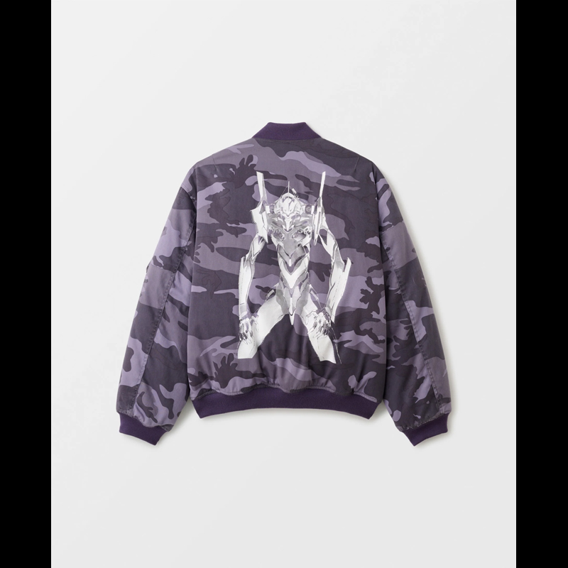 【F.M.C.D. x EVANGELION】DOUBLE FACE PADDED BOMBER JACKET VINTAGE WASH/PURPLE camo