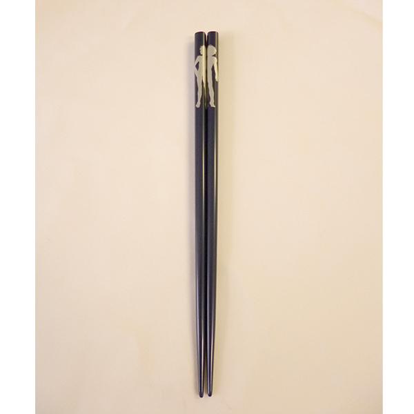 EVANGELIONコラボ輪島漆塗箸　紺塗／カヲルシルエット（加波次吉漆器店）