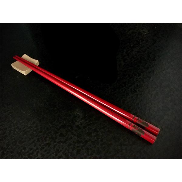EVANGELIONコラボ輪島漆塗箸　朱塗／黒ネルフマーク（天黒）（加波次吉漆器店）