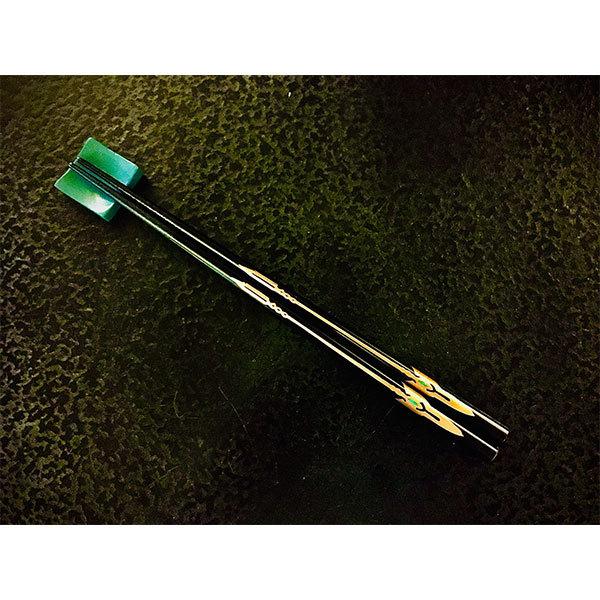 EVANGELIONコラボ輪島漆塗箸　黒塗／金カシウスの槍／天金（加波次吉漆器店）