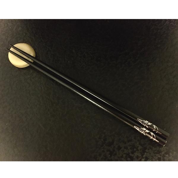 EVANGELIONコラボ輪島漆塗箸　黒塗／初号機銀ライン／天銀（加波次吉漆器店）