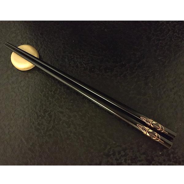 EVANGELIONコラボ輪島漆塗箸　黒塗／初号機金ライン／天金（加波次吉漆器店）