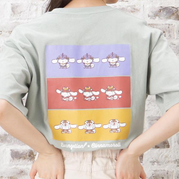 エヴァ×シナモロールコラボ キーホルダー付Tシャツ/初号機・零号機・2号機/わさび（マックハウス）