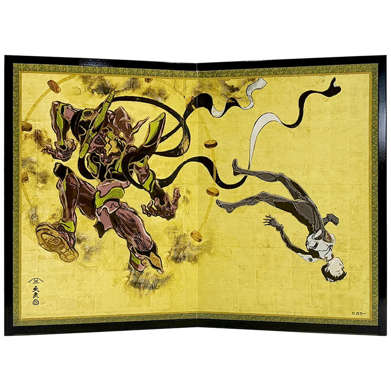 【受注生産品】エヴァ浮世絵屏風「EVANGELION風神雷神図屏風」雷神図：初号機/シンジ（版三）