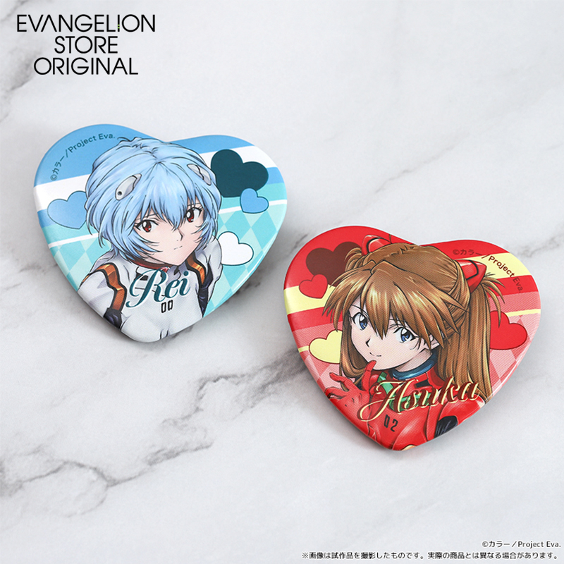 EVA STOREオリジナル ハート形缶バッジセット／NEON GENESIS EVANGELION PLUG SUIT REI＆ASUKA [お届け予定：2025年11月中旬]