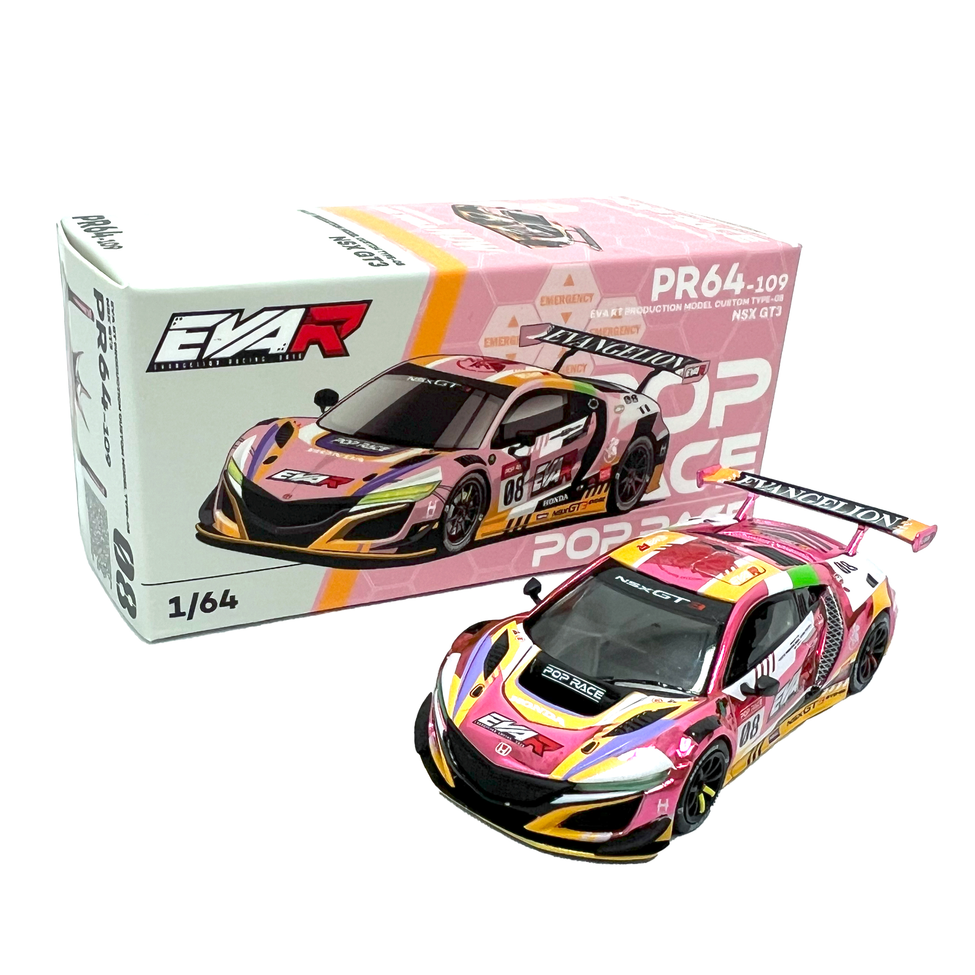 エヴァレーシング 1/64ミニカー EVA RT PRODUCTION MODEL CUSTOM TYPE-08 NSX GT3