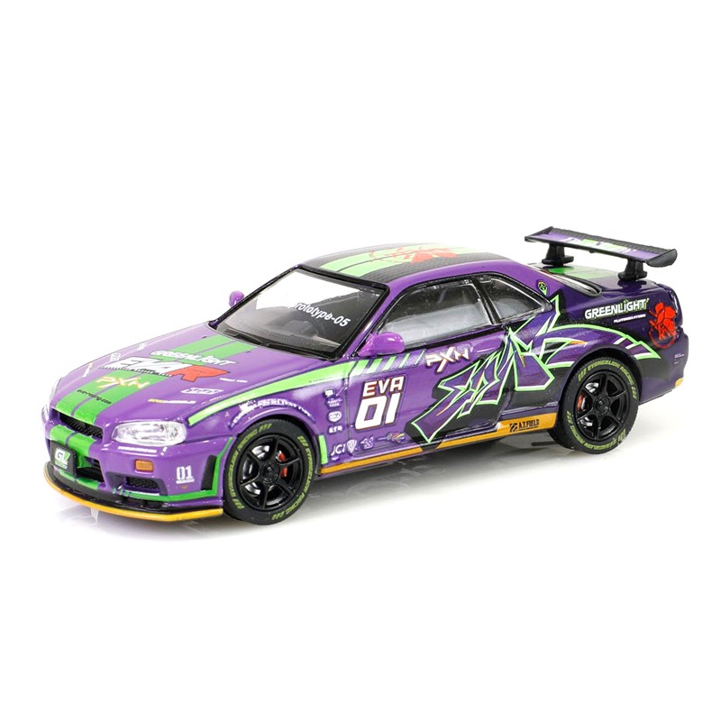 エヴァレーシング 1/64ミニカー EVA RT TEST TYPE-01 NISSAN SKYLINE GT-R V-SPEC (R34) 1999（GREENLIGHT） [お届け予定：2027年10月中旬]