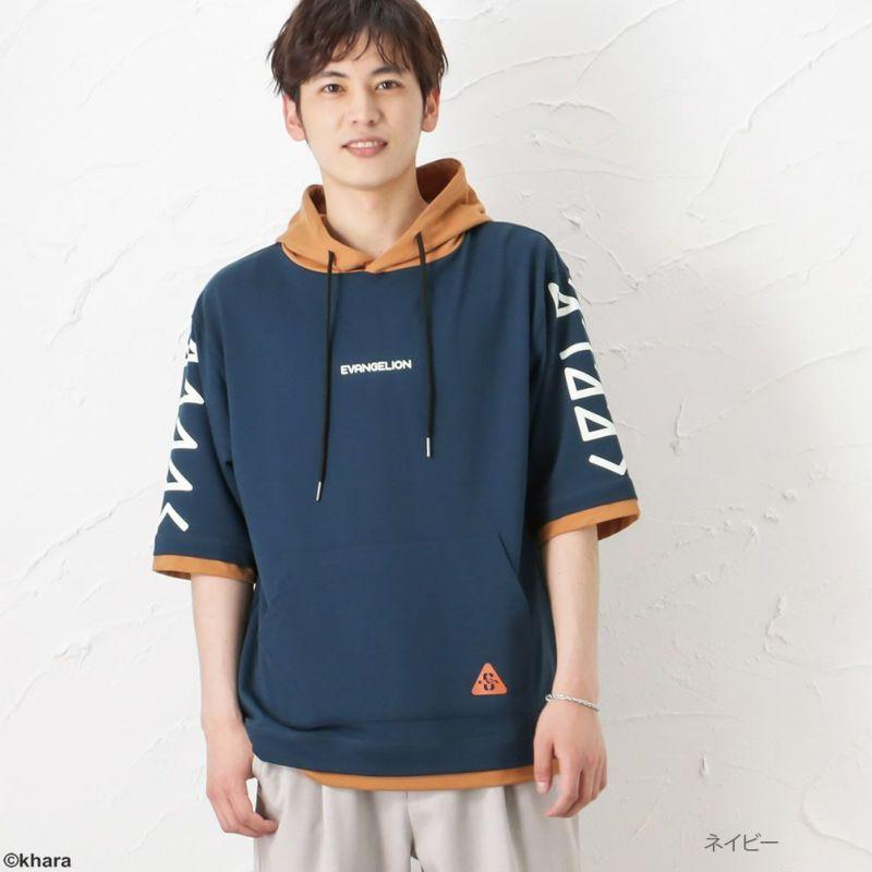 EVANGELION ボリュームネック半袖パーカー /SEELE Mark.06/ネイビー（マックハウス）