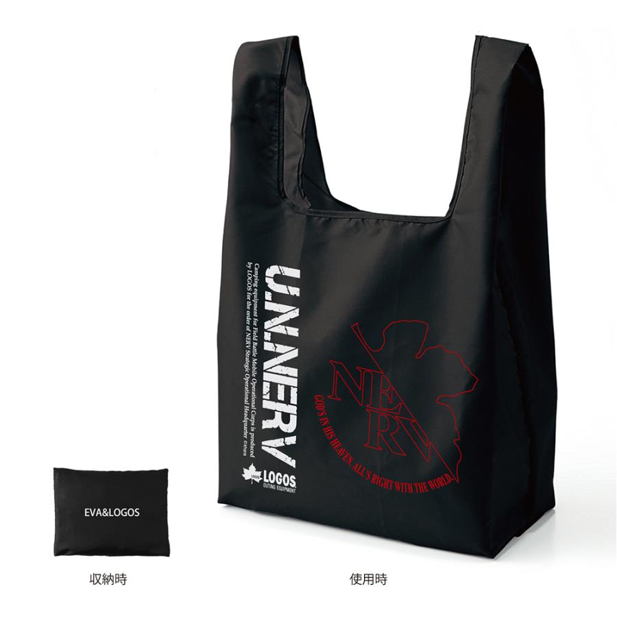 EVA&LOGOS ポータブルエコバッグ/ブラック（NERVライン赤）