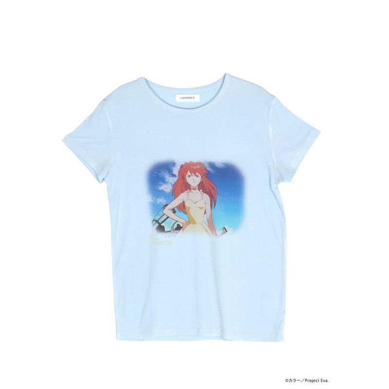 【EVANGELIONｘCALNAMUR】儚げTEEアイスブルー/アスカ/フリーサイズ [お届け予定：2026年4月中旬]