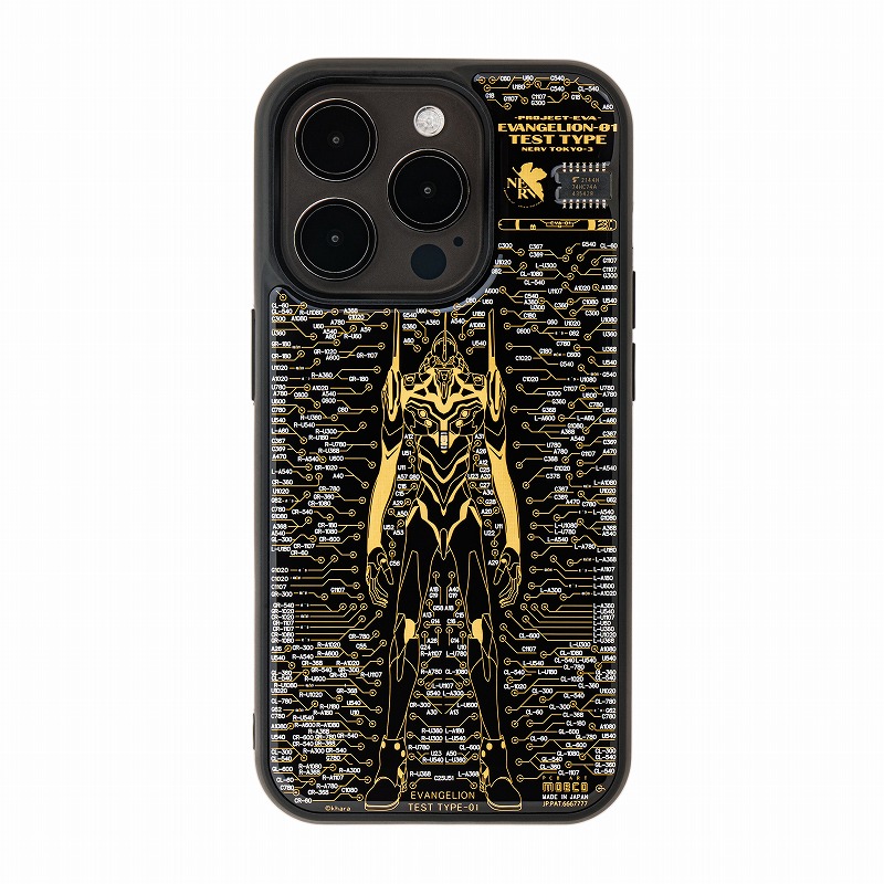 FLASH EVA01 基板アートiPhone 15Proケース/黒(電子技販)