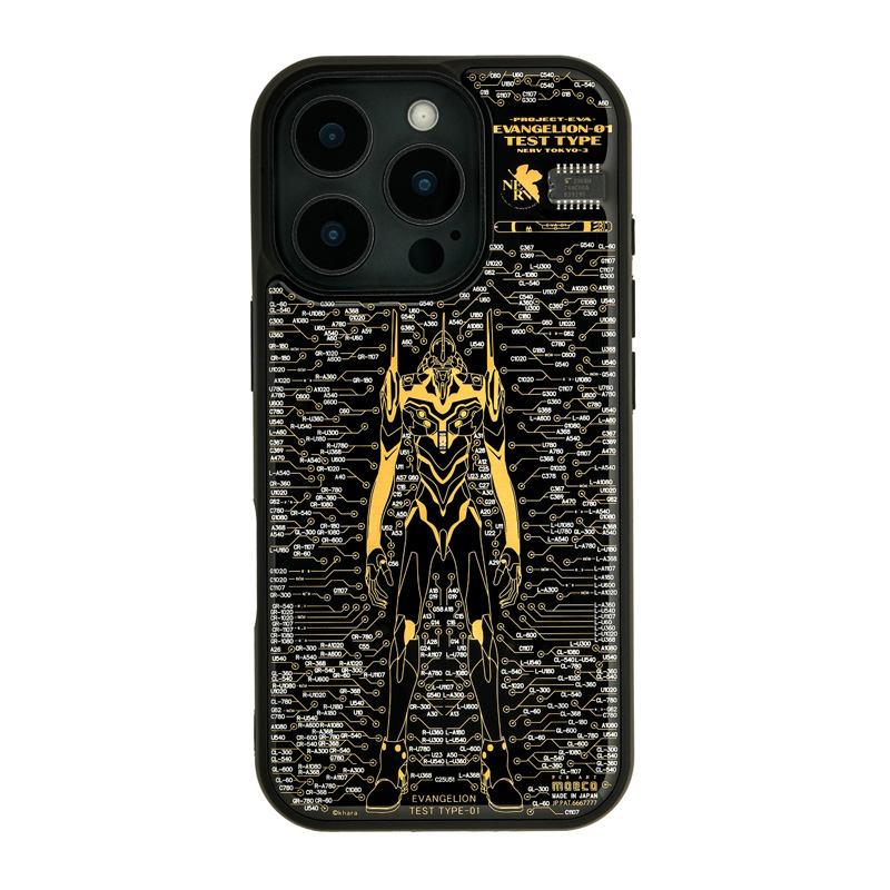 FLASH EVA01 基板アートiPhone 16Proケース/黒(電子技販)