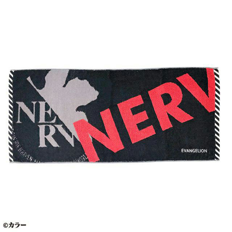 エヴァ パイルジャガード織刺繍入フェイスタオル「NERVロゴレッド」（丸眞）